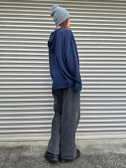 ロゴダメージニットフーディ